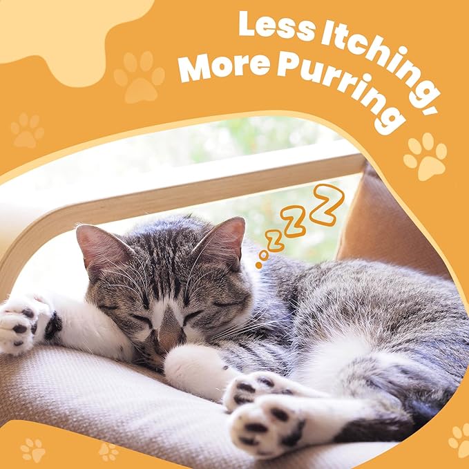 Cat Allergy Relief for Cats, Crunchy & Creamy Chews for Immune & Skin Coat Support – Seasonal Allergies, Itching Relief, Omega 3 & Probiotic Natural Supplement for Cats, Chicken Flavor – 500 Chews-Mewly Pet