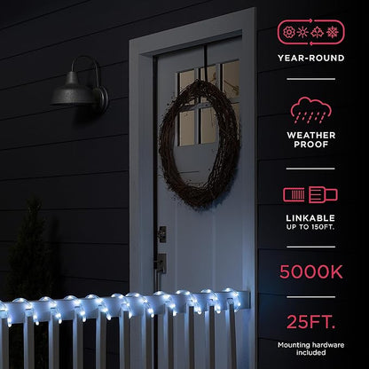 UltraPro LED Rope Lights, 25ft Classic Clear Rope, Cool White Light 5000K, Indoor/Outdoor, Flexible, Linkable, Durable, Rope Lights Outdoor, 54843