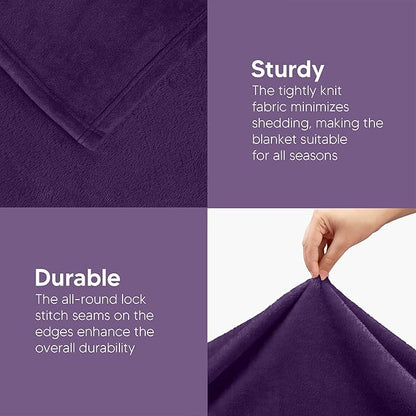 Utopia Bedding Fleece Blanket King Size Purple 300GSM Luxury Anti-Static Fuzzy Soft Microfiber Bed Blanket (90x102 Inch)