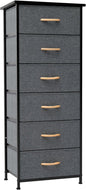 Crestlive Products Vertical Dresser Storage Tower - Sturdy Steel Frame, Wood Top, Easy Pull Fabric Bins, Handles Organizer Unit for Bedroom, Hallway, Entryway, Closets 6 Drawers (Gray)