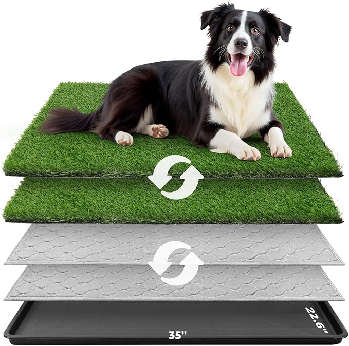 Dog Grass Large Potty Patch, Dog Litter Boxes Artificial Grass Bathroom Turf for Pet Training, Washable Puppy Pee Pad, Perfect Indoor/Outdoor Portable Potty Pet Loo-Mewly Pet