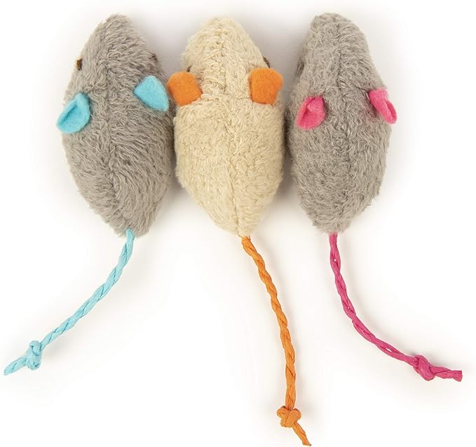 SmartyKat (3 Count) Skitter Critters Catnip Cat Toys - Gray/Cream, 3 Count-Mewly Pet