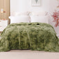HOZY Twin Size Flannel Fleece Blanket, 66x90 Inches 3D Clouds Stylish Jacquard Velvet Plush Bed Blanket for Twin/Twin XL Extra Long Bed, Tie-dye Olive Green