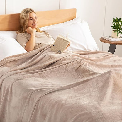 Exclusivo Mezcla Fleece Blanket Twin Size for Bed, Super Soft and Warm, All Season Use, Cozy, Plush, Lightweight, 60x80 Inches Camel