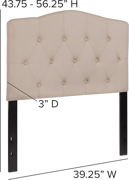 Flash Furniture Cambridge Tufted Upholstered Twin Size Headboard in Beige Fabric