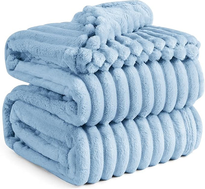 Bedsure GentleSoft Blue Fleece Blanket for Couch - Cozy Soft Blankets for Women, Cute Small Throws for Girls, Light Blue, 108x90 Inches
