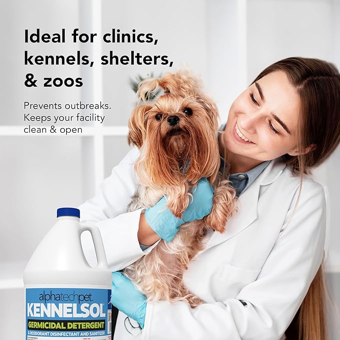 ATP KennelSol 1-Step Kennel Cleaner - 1 Gallon (Pack of 4) Liquid Disinfectant, Effective Against Bacteria and Viruses, Deodorizer Wintergreen Scent by Alpha Tech Pet-Mewly Pet