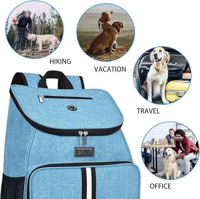 BAGLHER丨Dog Travel Bag, Airline Approved Pet Supplies Backpack, Dog Travel Backpack with 2 Silicone Collapsible Bowls and 2 Food Baskets-Mewly Pet