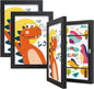 BAIJIALI Black Art Frames for Kids Artwork - Front Opening Holds 150 Drawings, 3D Crafts - 3 Packs 8.5x11 with mat or 9x12 without Mat