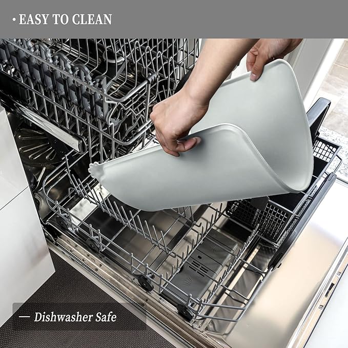 Waterproof Pet Feeding Mat with High Raised Edges, Heavier and Thicker Placemats for Cat Dog Water Bowl with BPA Free, Dogs Cats Food Mats for Messy Drinkers to Prevent Spill and Protect Floors-Mewly Pet