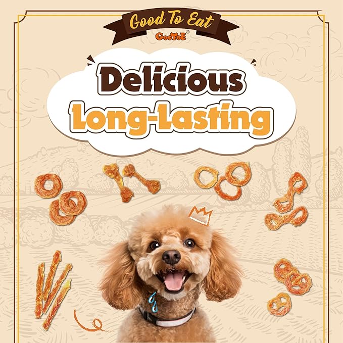 Gootoe Turkey Tendon Dog Treats, Stick (M) 3.17 oz, USA-Sourced Turkey Tendon, Natural Snack, Premium Puppy Chews, Hypoallergenic, Rawhide Free, Reseal Value Bags, Size for Medium Dogs-Mewly Pet