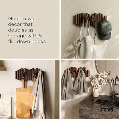 Umbra Picket Rail Hook Coat Rack, Aged Walnut