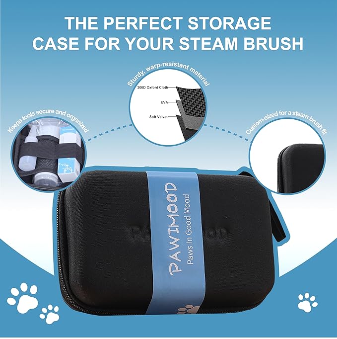 5 in 1 Pet Steam Brush for Dogs & Cats – Self Cleaning, 3 Pet Brush for Smoothing, Dematting, Thinning – Shedding, Grooming & Hair Removal, Includes Shampoo & Storage Case (8.0"-promax)-Mewly Pet
