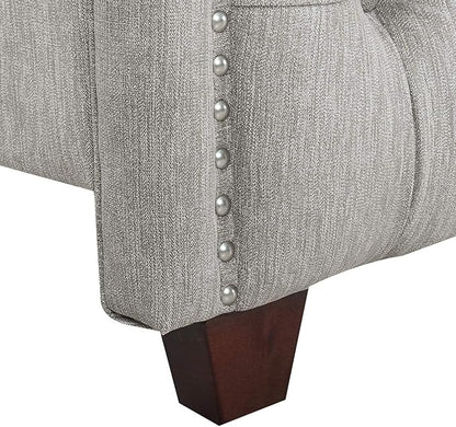 Jennifer Taylor Home Marcella Upholstered Shelter Headboard Bed Set, King, Silver Grey Polyester