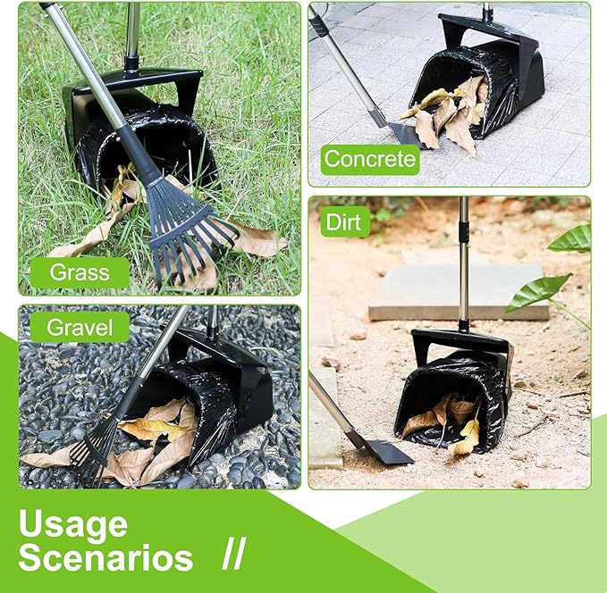 Pooper Scooper Large Swivel Bin & Rake & Spade with 20 Waste Bags and 1 Hook, 39.3" Long Handle Metal Dog Pooper Scooper for Yard, Easy to Clean Pet Waste Use on Grass, Dirt, Gravel or Flats-Mewly Pet