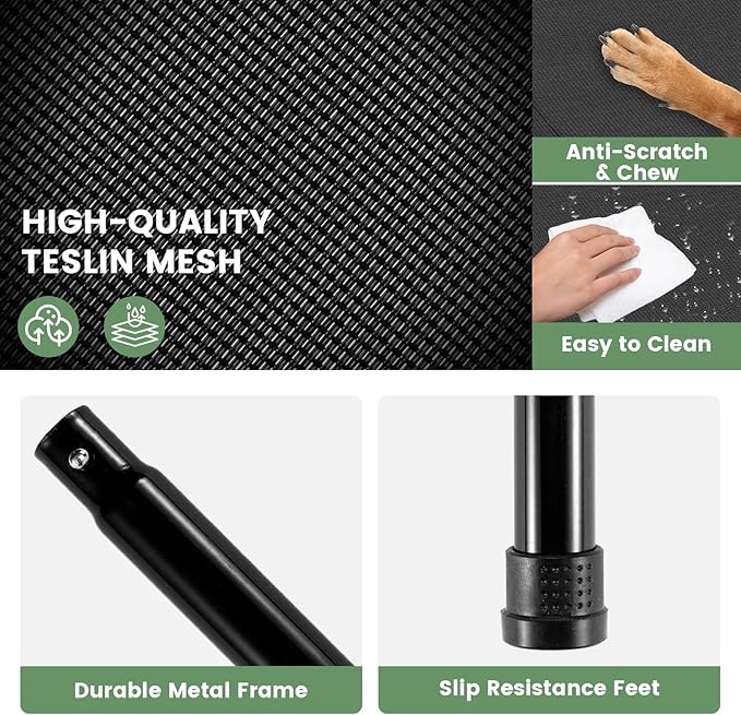 Elevated Dog Bed for Outdoor, XL Raised Dog Cot with Washable Mesh, Cooling Pet Cot Chew Proof for Outside Camping, 49"x33" Grey-Mewly Pet