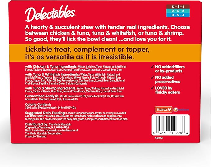 Hartz Delectables Stew Lickable Wet Cat Treats for Adult & Senior Cats, Variety Pack, 30 Count-Mewly Pet