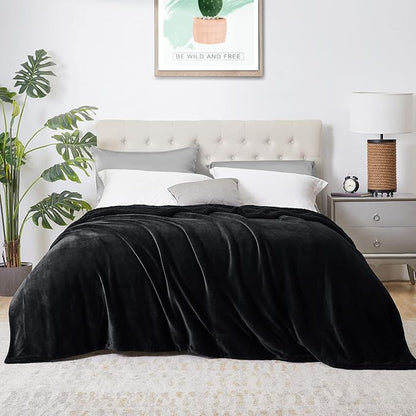 Walensee Sherpa Fleece Blanket (Queen Size 90”x90” Black) Plush Throw Fuzzy Super Soft Reversible Microfiber Flannel Blankets for Couch, Bed, Sofa Ultra Luxurious Warm and Cozy for All Seasons