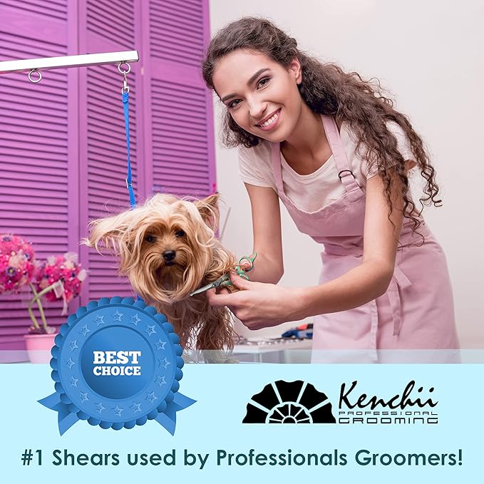 Kenchii Happy Puppy Ball Tip Shears for Dogs | Pet Grooming Essentials | Stainless Steel Trimming Scissors With Safety Blunt Tip | Dog Grooming Tools | 5.5 In-Mewly Pet