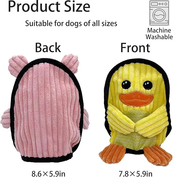 Squeaky Dog Toys 3 Pack, Soft and Tough Dog Plushes, No Stuffed Toy Sets, Durable Pet Chew Toys for Small, Medium and Large Dogs Interact and Reduce Boredom-Mewly Pet