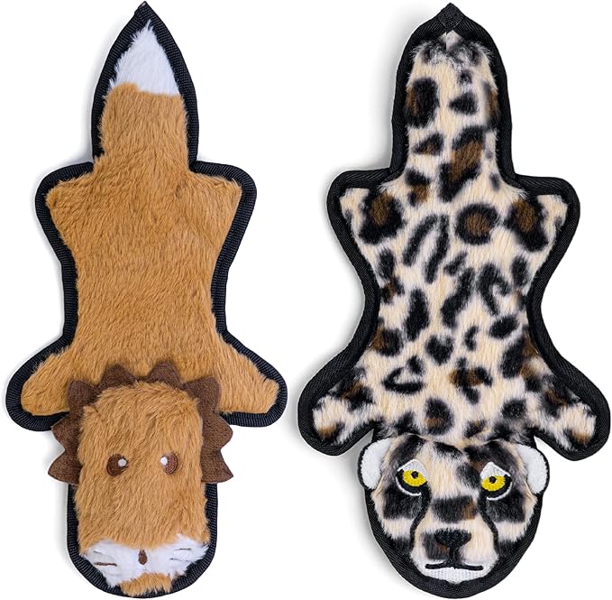 SHARLOVY No Stuffing Dog Toys Crinkle Squeaky, Long Lasting Chews for Aggressive, Durable Plush Dog Puppy Chew Toys for Teething, with 6 Tough Layers for Small Medium Large Breed-Mewly Pet