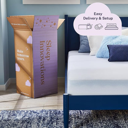 Sleep Innovations Marley 8 Inch Cooling Gel Memory Foam Mattress, Twin Size, Bed in a Box, Medium Firm Support