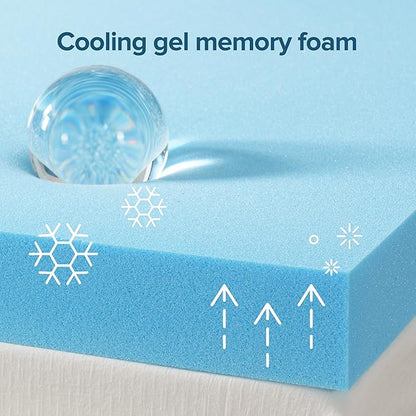 ZINUS 2 Inch Green Tea Cooling Gel Memory Foam Mattress Topper, Smaller, More Convenient WonderBox Packaging, Cooling Gel Foam, CertiPUR-US Certified, Full