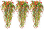 Vine Plant Fake Ferns Plants Large Faux Artificial Hanging Plants Wall Plants Artificial Hanging Plants Outdoors Fake Hanging Plant Greenery Vine with Lights for Outdoor Plants Decor 3 Pcs(Red)