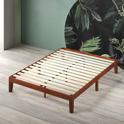 ZINUS Wen Wood Platform Bed Frame, Solid Wood Foundation, Wood Slat Support, No Box Spring Needed, Easy Assembly, Cherry, Full