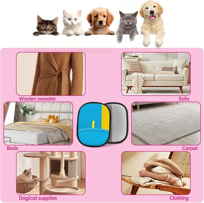 Upgraded pet Hair Removal Gloves, Reusable pet Hair Removal Gloves, Powerful cat and Dog Hair Removal, Suitable for Clothes、Sofas、Carpets、car Seats etc. (2PCS Blue)-Mewly Pet