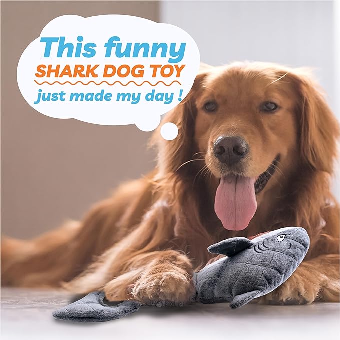 Dog Toys for Small Dogs, Squeaky Tough Dog Toys for Aggressive Chewers, Plush Dog Chew Toys for Teething, Interactive Shark Dog Toys to Keep Them Busy, Puppy Toys for Small, Medium,Large Breeds-Mewly Pet