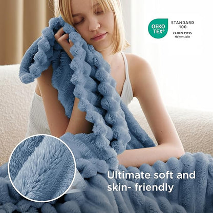 Bedsure GentleSoft Throw Blanket for Couch - Cozy Soft Blankets for Women, Cute Small Throws for Girls, Ashley Blue, 50x70 Inches