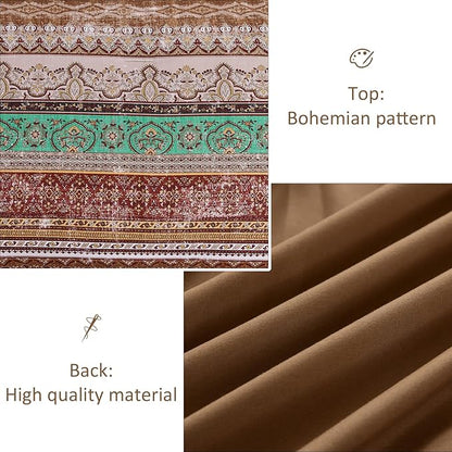 Cottolester Boho Comforter Set Full Size 8 Pieces, Brown Bohemian Striped Bed in a Bag, Paisley Soft Microfiber Bedding Comforter Set