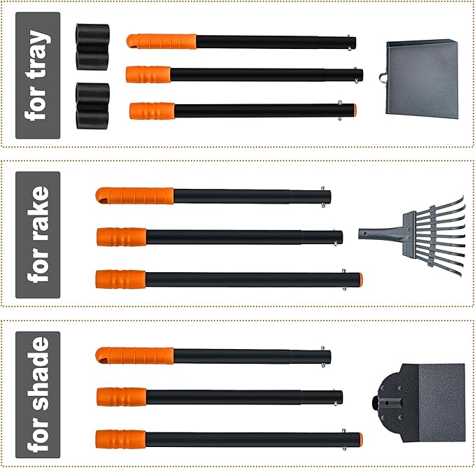 Niubya Pooper Scooper for Dogs, Metal Poop Scooper Tray Spade and Rake Set, Poop Scoop with Adjustable Long Handle, Dog Pooper Scooper for Pet Waste Removal-Mewly Pet