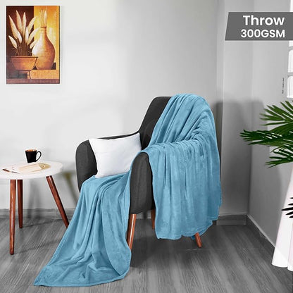 Utopia Bedding Fleece Blanket Throw Size Washed Blue 300GSM Luxury Anti-Static Fuzzy Soft Microfiber Blanket for Couch, Sofa and Bed (60x50 Inch)