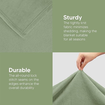 Utopia Bedding Fleece Blanket King Size Sage Green 300GSM Luxury Fuzzy Soft Anti-Static Microfiber Bed Blanket (90x102 Inch)