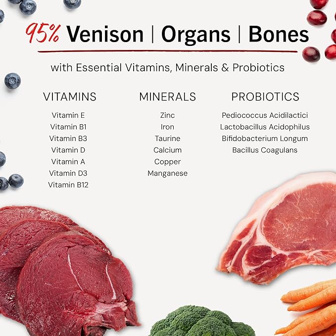 Stella & Chewy's Freeze-Dried Raw Dinner Patties - Simply Venison Recipe - High Protein Grain-Free Puppy & Dog Food - Perfect For Picky Eaters - 14 oz-Mewly Pet