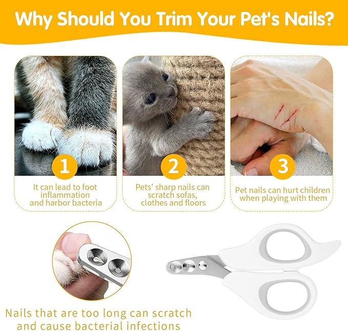 Cat Nail Clippers with Circular Cut Hole, Dogs Pets Nail Clippers & Trimmers Puppy Nail Clippers Cat Claw Trimmer with Safety Guard -Avoid Over Cutting Pet Nail Clippers for Novice Pet Families-Mewly Pet