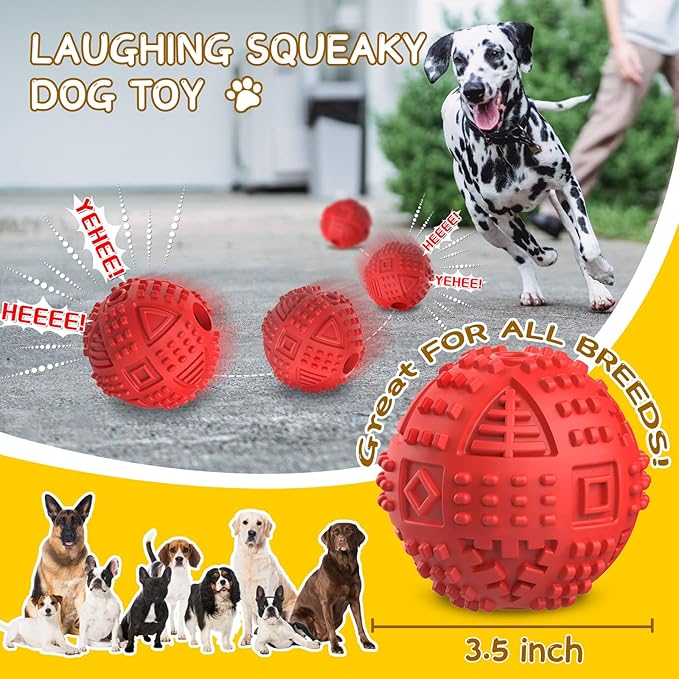LEGEND SANDY Dog Balls Treat Dispensing, Dog Toys for Aggressive Chewers Large Breed, Nearly Indestructible Squeaky Dog Chew Toys for Large Pet, Natural Rubber Doggie Puzzle Toys, ToughTreat Ball-Mewly Pet