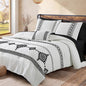 MaiRêve Embroidery Boho Comforter Sets Full Size - 7 Piece, Farmhouse Western White Black Comforter Set, All Season Bed in A Bag Full Size with Sheets, Pillowcases & Shams