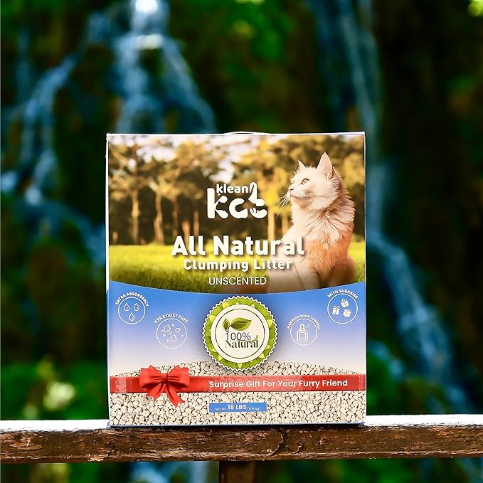 All Natural Clumping Cat Litter – Multiple Scents – Low Dust, Odor Control – Unscented 18 lb - Surprise Toy Inside-Mewly Pet