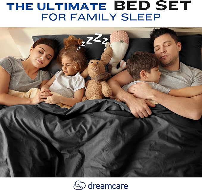DREAMCARE Twin XL Sheet Sets - 4pc Cooling Sheets XL Twin Sheets - Twin XL up to 21” Deep Pocket – Hotel Luxury Extra Long 100% Brushed Microfiber with Side Pocket - Black