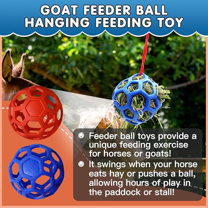 2 Pcs Hay Ball for Horses to Play with, Relieve Stress with This Bright Color Hay Feeder Ball for Horses Goat to Avoid Boredom-Mewly Pet