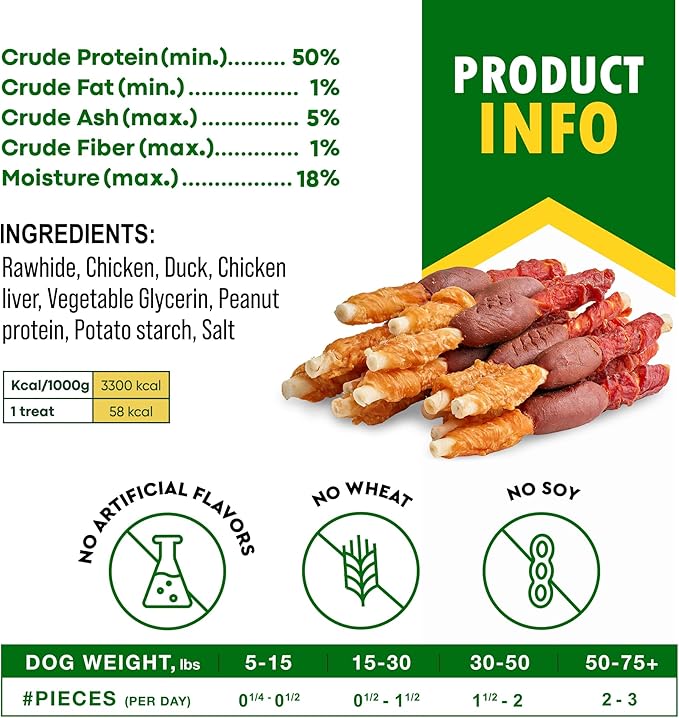 Dog Treats Rawhide Sticks Wrapped with Chicken 11 oz Pet Natural Chew Treats - Grain Free Meat & Human Grade Dried Snacks - Best for Small & Large Dogs (10.6 Ounce (Pack of 1), Triple Sticks)-Mewly Pet