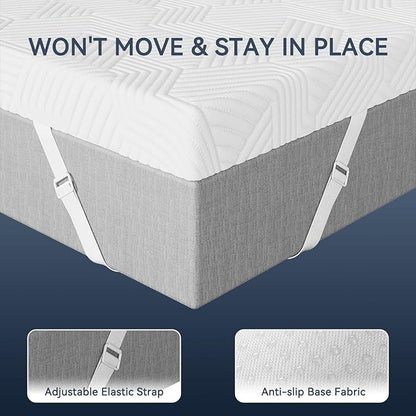 ELEMUSE 3 Inch Gel Memory Foam Mattress Topper Twin Size Pressure-Relieving Mattress Topper for Back Pain,Non-Slip Design with Removable & Washable Cover, CertiPUR-US
