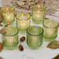 Kate Aspen Vintage Ribbed Glass Candle Holder Decor, Green Votive Candle Holders for Holiday Table Decor, Tealight Candles Holder Glass, Dinning & Christmas Table Decoration Tablescape (Pack of 36)