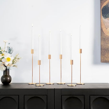 zeochyni Matte French Gold Candle Holders Set of 6, Elegant Candlestick Holders for Wedding Centerpieces Dining Tables Parties Home Decor Events, Taper Candle Holders Fit 3/4 Inch Candles