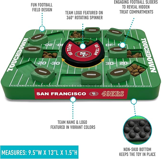 Pets First NFL SAN Francisco 49ERS Large Puzzle Toy - Interactive Dog Treat & Slow Feeding Toy-Mewly Pet