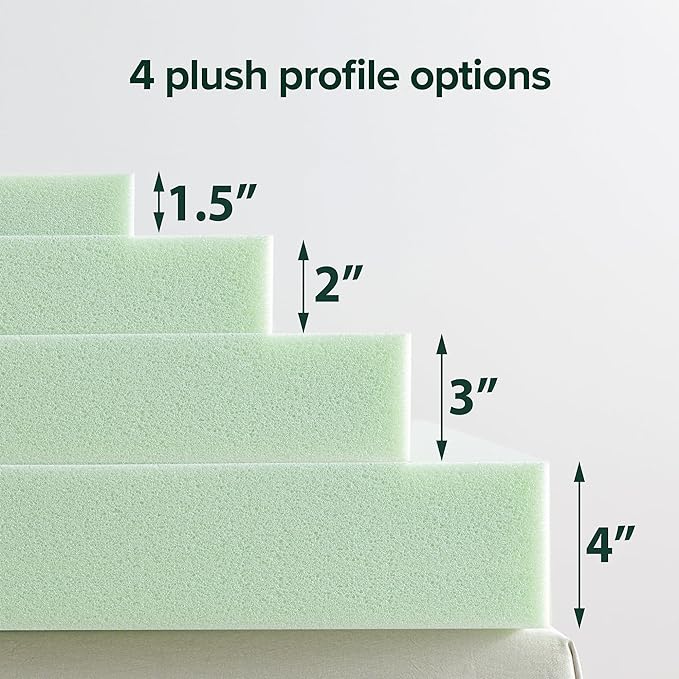 ZINUS 3 Inch Green Tea Memory Foam Mattress Topper, Smaller, More Convenient WonderBox Packaging, Pressure-Relieving Layers, CertiPUR-US Certified, Queen