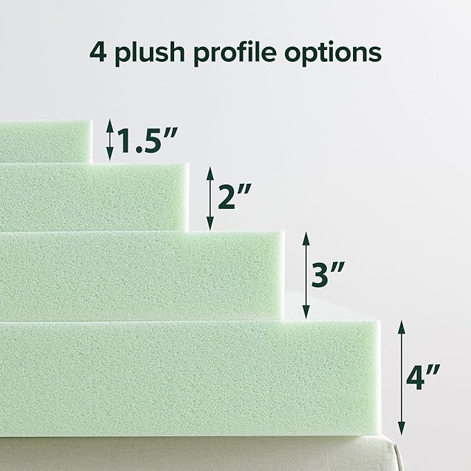 ZINUS 4 Inch Green Tea Memory Foam Mattress Topper, Smaller, More Convenient WonderBox Packaging, Pressure-Relieving Layers, CertiPUR-US Certified, Full